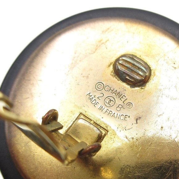 Chanel Button Motif Earrings Black Clip-On 28 Accessories - Picture 5 of 10